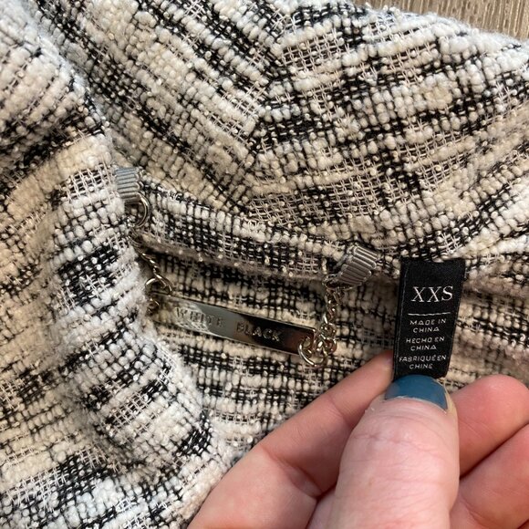 White House Black Market Tweed Knit Cardigan Oversized Collar Size XXS - Picture 2 of 6